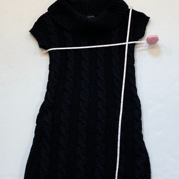 INC Intl Black Short Sleeve Chunky Cable Knit Turtleneck Sweater Dress Size SP - Picture 7 of 9